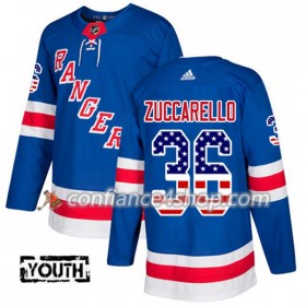 Adidas Maillot de Hockey New York Rangers Mats Zuccarello 36 2017-2018 Bleu USA Flag Fashion Authentic - Enfant